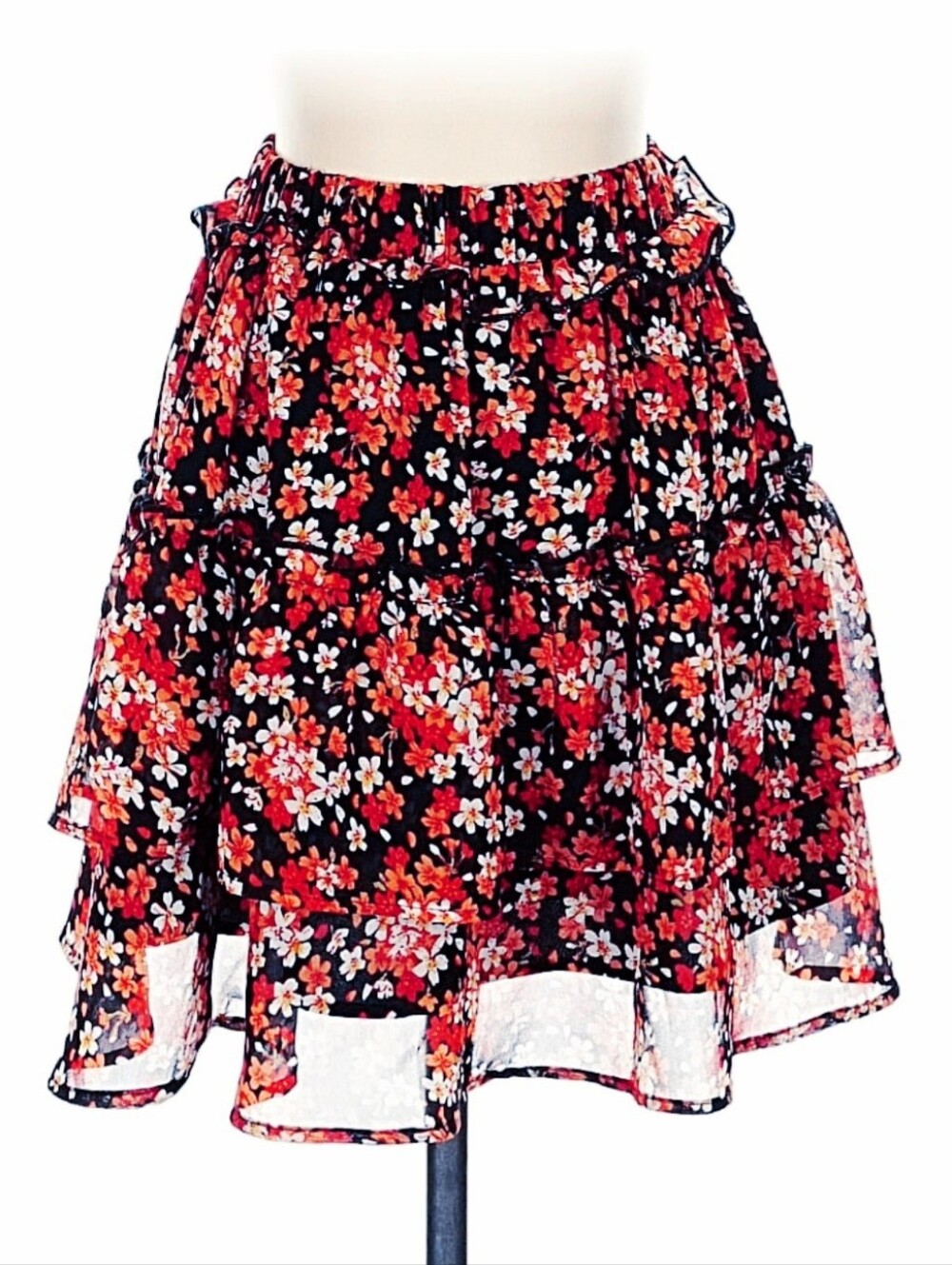 Floral Tiered Mini Skirt - Fall Colors